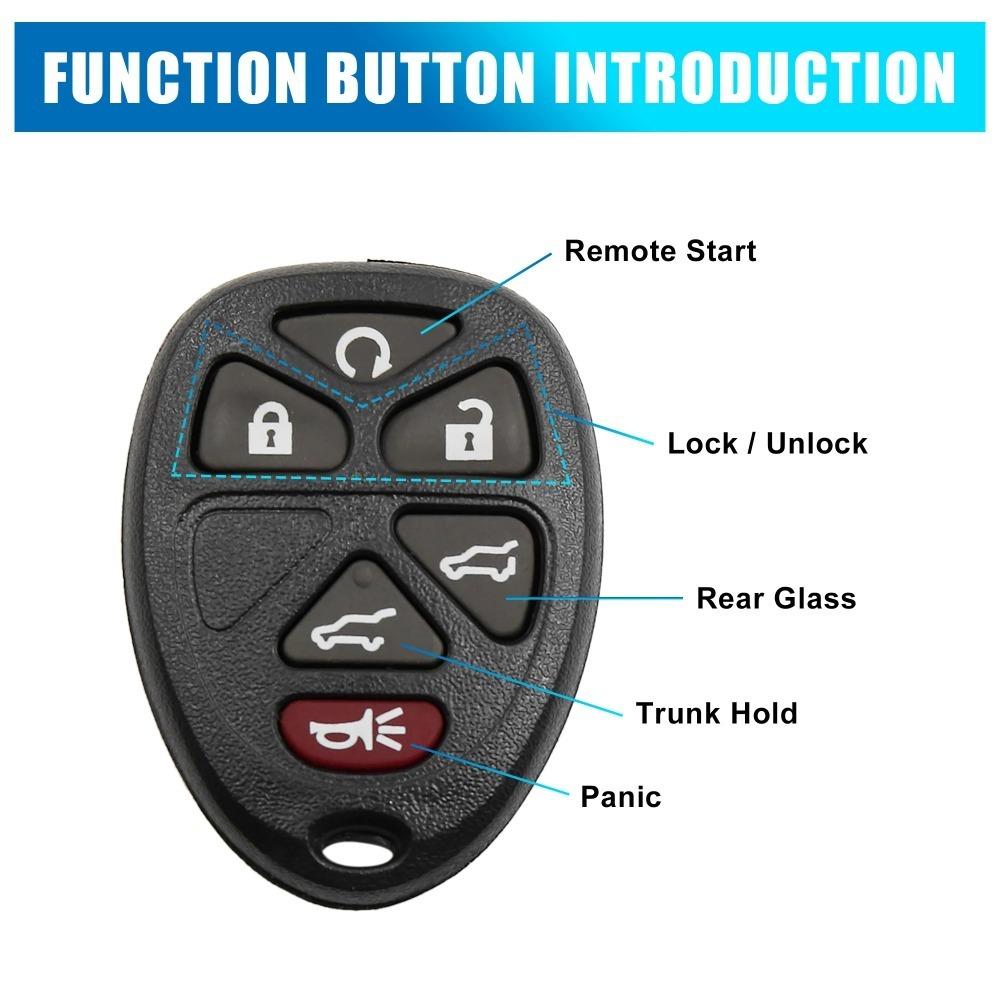Black 6 Buttons Key Fob Remote Control Case Shell Replacement Key Chip OUC60270 for Cadillac Escalade 2007-2014 Chevrolet Suburban