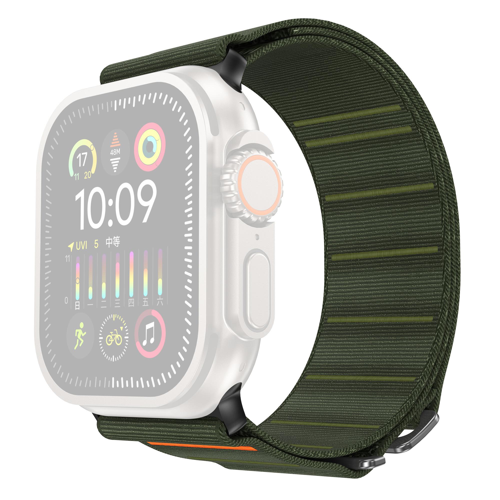 

Ремешок для Apple Watch Series 10 9 8 7 SE 6 5 4 3 2 1 42 мм 41 мм 40 мм 38 мм с нейлоновым ремешком на запястье с 6-образной застежкой Green