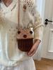 Knit Capybara Mini Handbag With Open Top And Card Pocket For Casual Daily Use