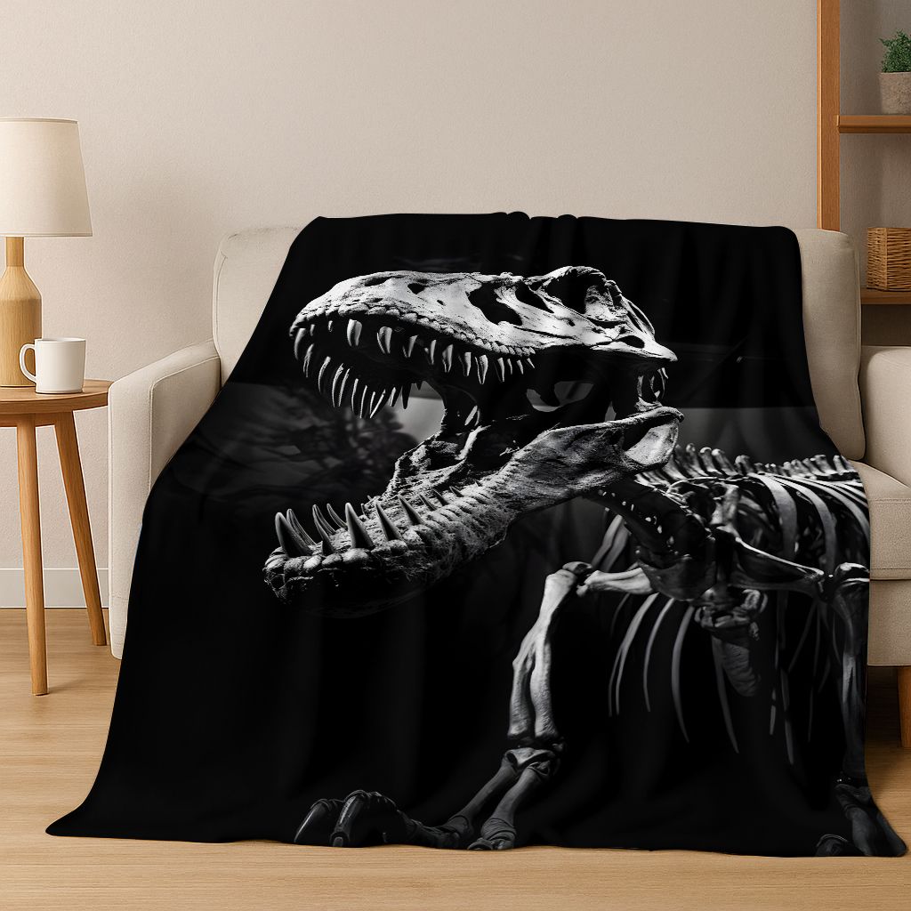 Ancient Creatures Dinosaur Ammonite Fossil Art Flannel Blanket,Cozy Soft Throw Blanket for Home Bedroom Bed Sofa Cover Gift Kid 75x90cm