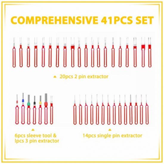 41x Extractor Pin Tool Terminal Ejector Connector Removal Set + Protective Bag