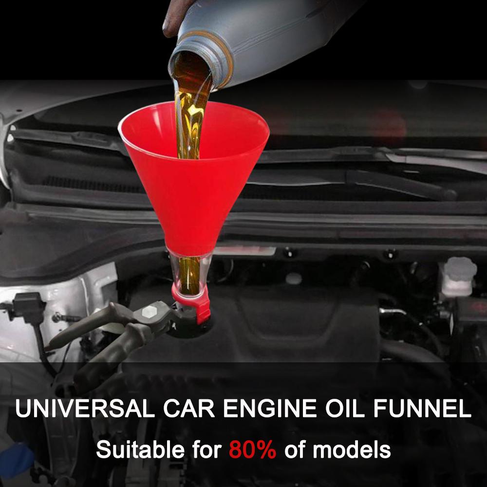 Car Engine Oil Funnel Kit Universal Spillproof Oil Filter Tool Set Adjustable Priming Funnel Filling Oil Charging