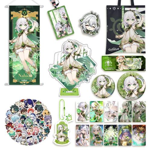 

DIROLVON Genshin Impact Fleena Goods, Water God Lucky Bag Set, Badge, Acrylic Stand, Wall Hanging, Birthday Gift (Nahida)