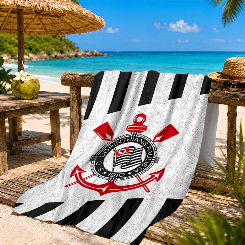 Sport Club Football Crest Printed Microfiber Beach Towel, Soft And Absorbent, Quick-Dry, Ideal for Summer Travel, Beach Essential, Swimming Pool