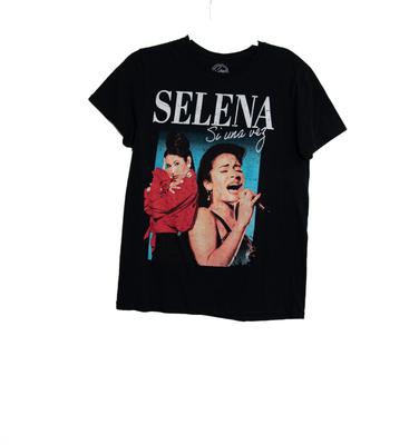 Selena Si Una Vez Graphic T-Shirt M Black Short Sleeve Crew Neck Womens Official