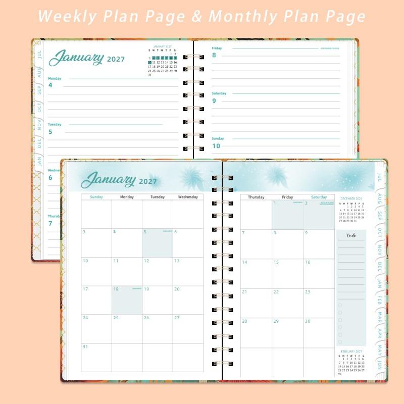 A5 Weekly Planner Spiral Bound Daily Schedule Notebook Journal Calendar