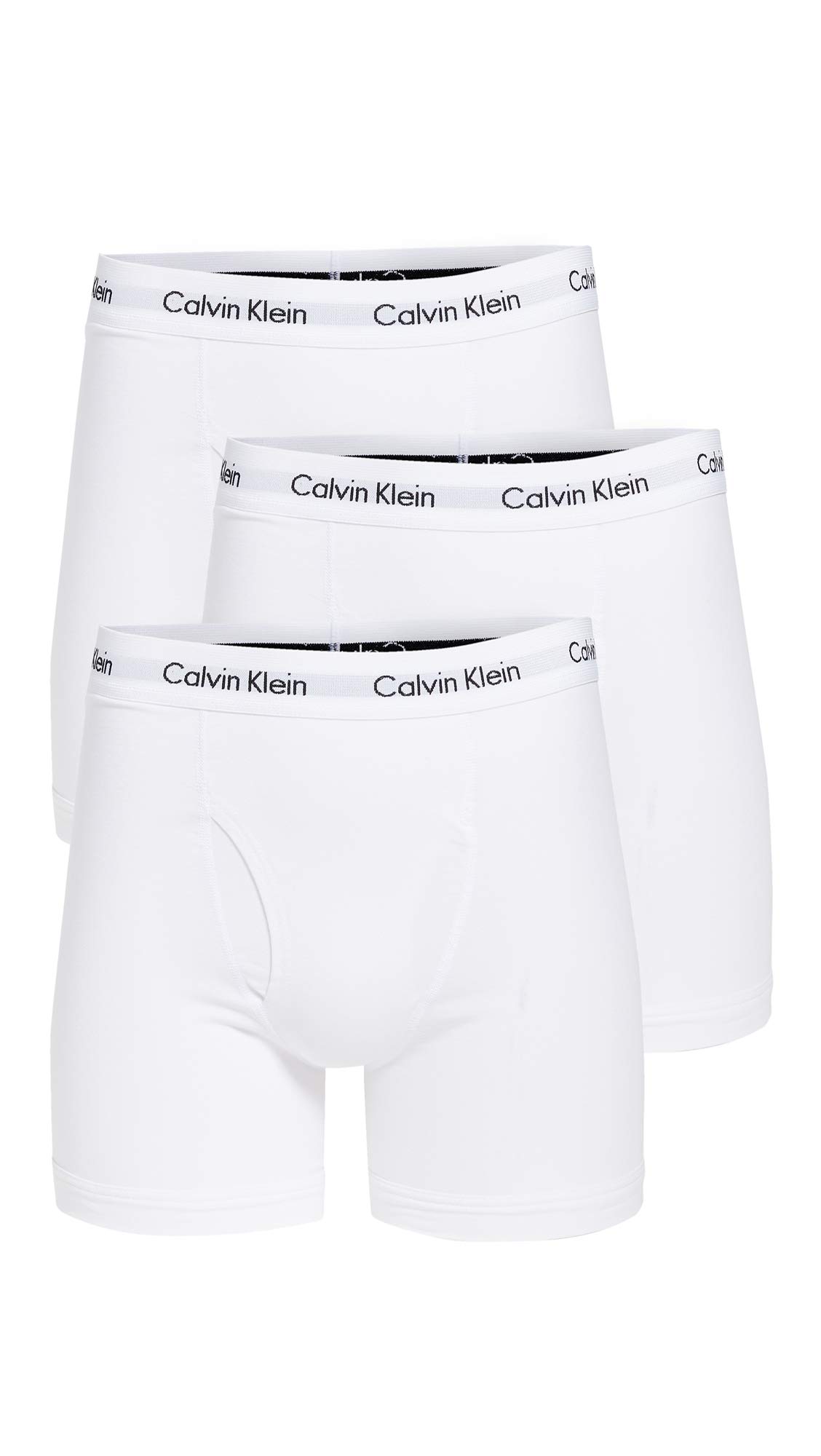 Boxer Briefs Long Boxer Plain Long Black CK Cotton Stretch White Set [Calvin Klein] Men s 3-Pack, Briefs, Logo, Length, 3-Pack Set, & White,