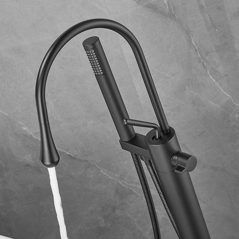 Brass Floor Standing Black Bathroom Bathtub Faucet + Handheld Shower Free Standing Chrome Luxury Grey BathTub Faucet Mixer Taps