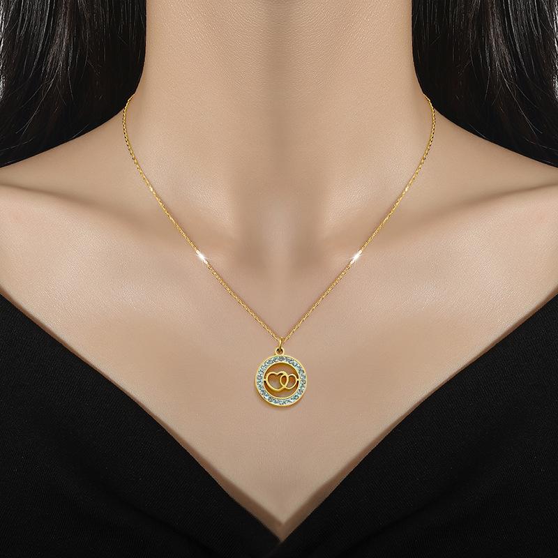 Double Ring Love Minimalist Furnace Real Gold Necklace Female Collarbone Chain Accessories
