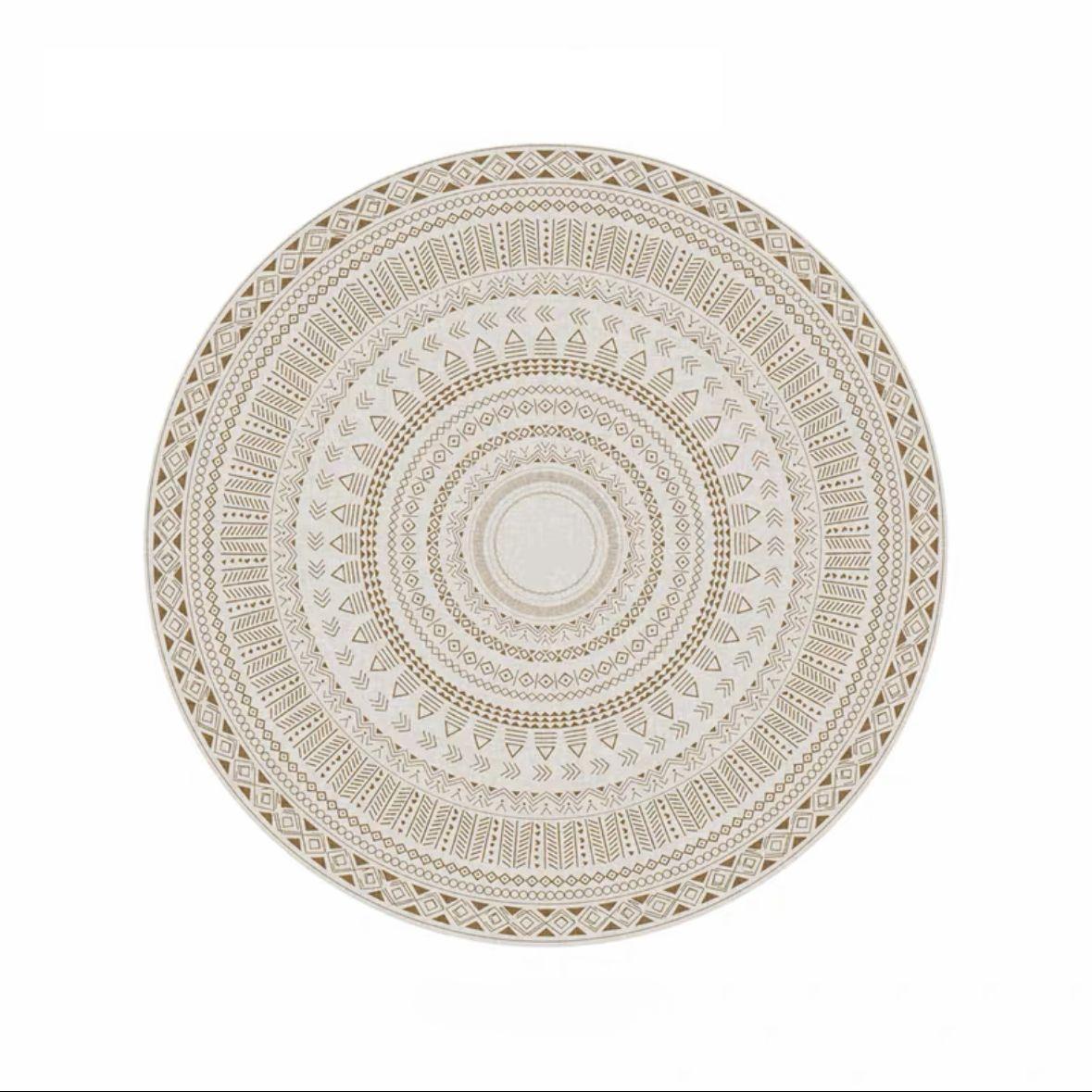 

WTEMPO Круглый бытовой ковер для гостиной, напольный коврик для комнаты, устойчивый к грязи, в марокканском этническом стиле 120 * 120cm