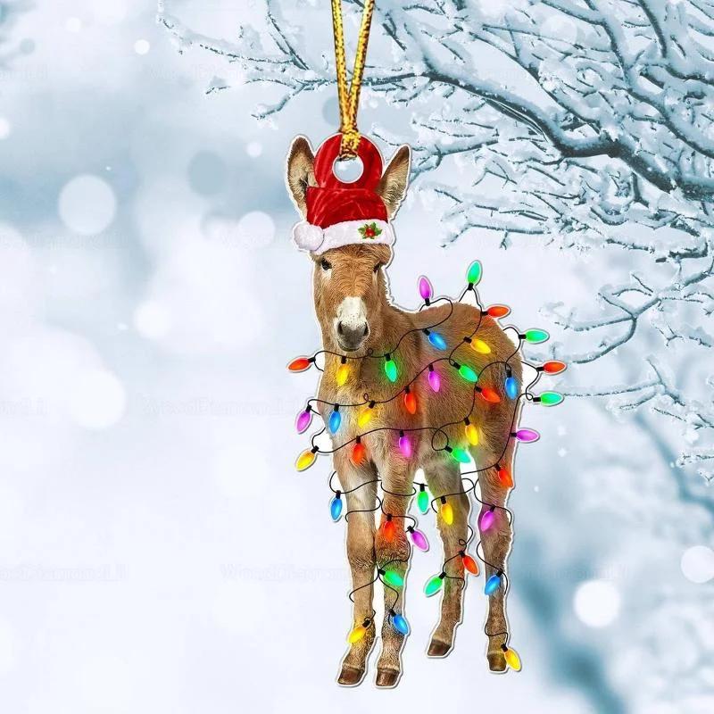 Dekoracje świąteczne akrylowe zawieszki kogut jeleń flaming lew dekoracje festiwalowe prezent świąteczny