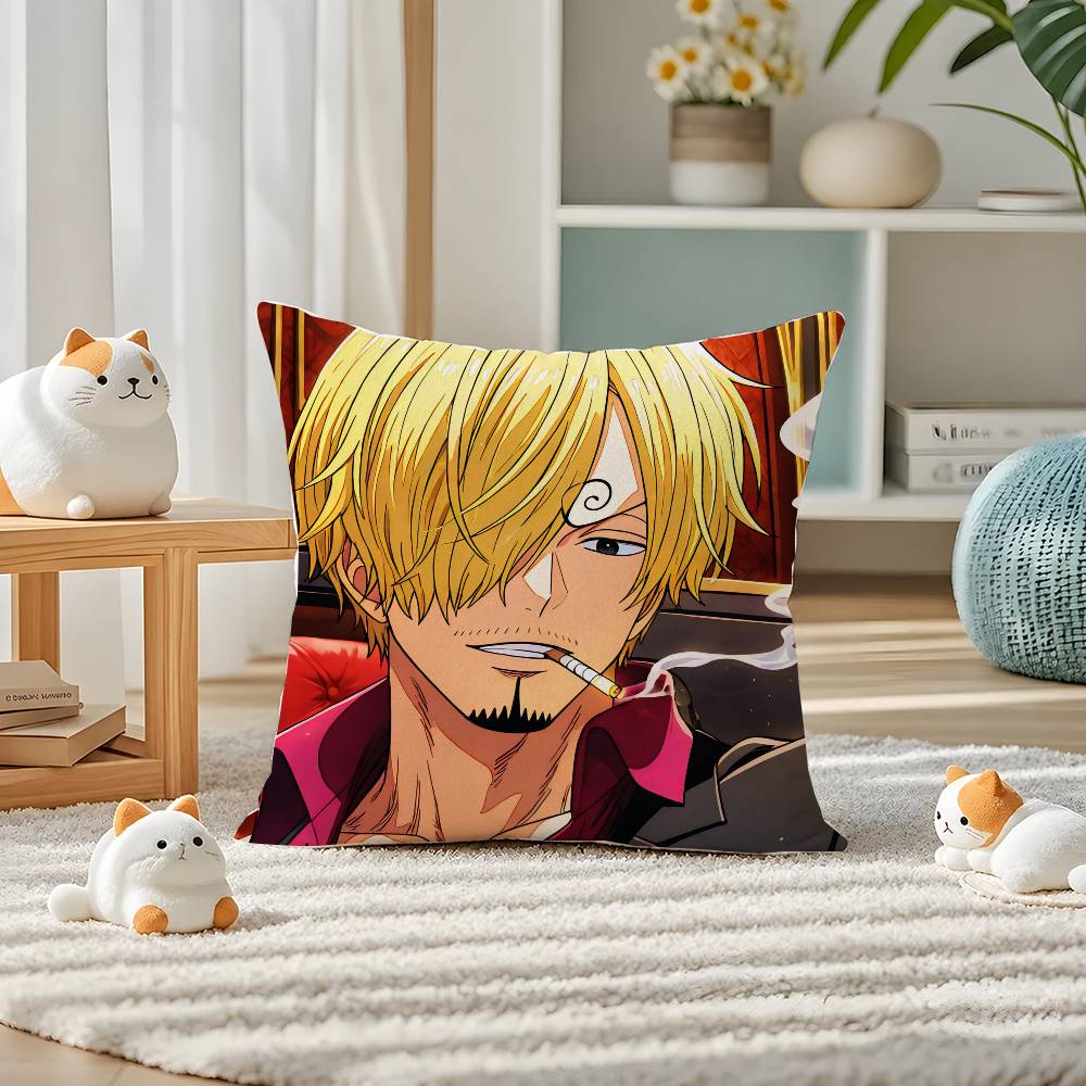 One Piece Jinbe Helmsman Anime Plush Pillow Cover Soft Short Plush Cushion Cover For Sofa Bedroom Home Decor Gift Decoration