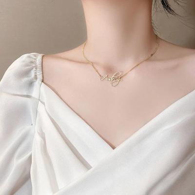 Mode Buchstabenkette Personalisierter Edelstahl Metall Schlichter Stil Damen Schmuck Paar Geburtstagsgeschenk