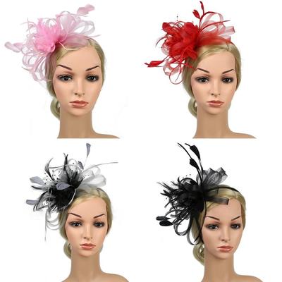 Flower Lace Fascinators Top Hat Bridal Headdress Flower Cocktail Headband Fashion Headwear