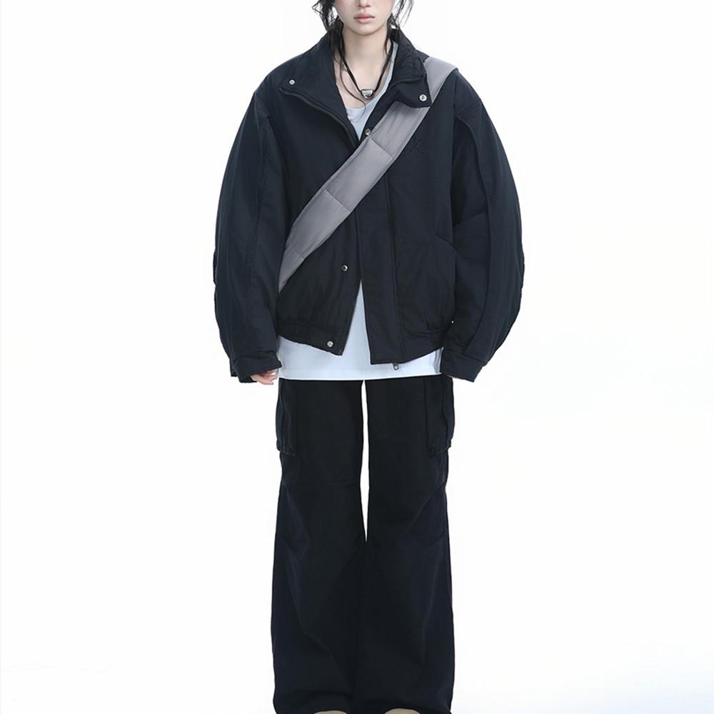 Unisex American Retro Quilted Bomber Jacket: Thick Stand Collar Autumn Winter Baseball Coat