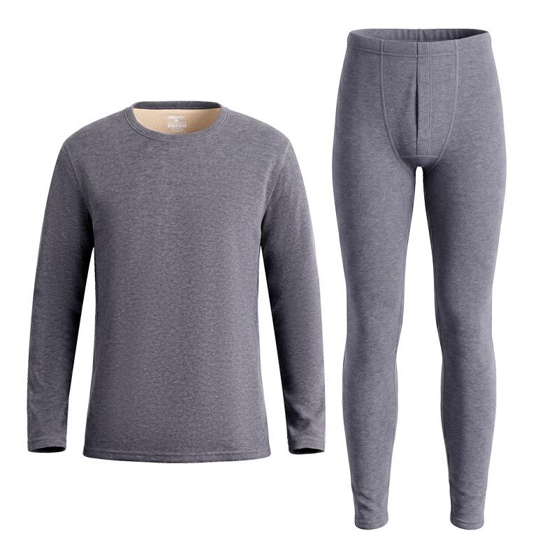 Men's & Women's Warm Velvet Underwear Set - Autumn/Winter, Cationic Brushed, Camel Hair