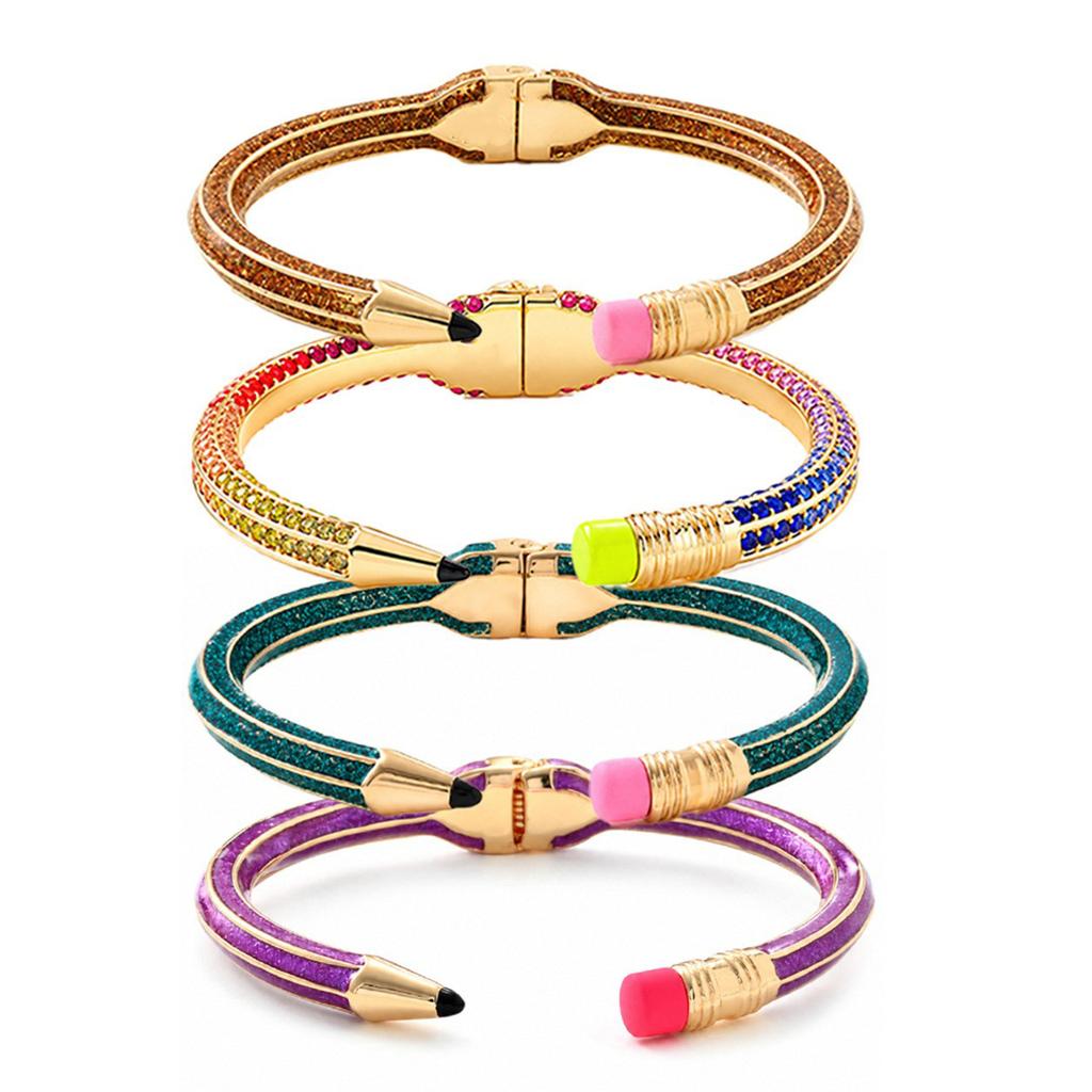Best-selling enamel pencil rubber spring bracelet, personalized creative fashion line colored diamond graduation season bracelet for women