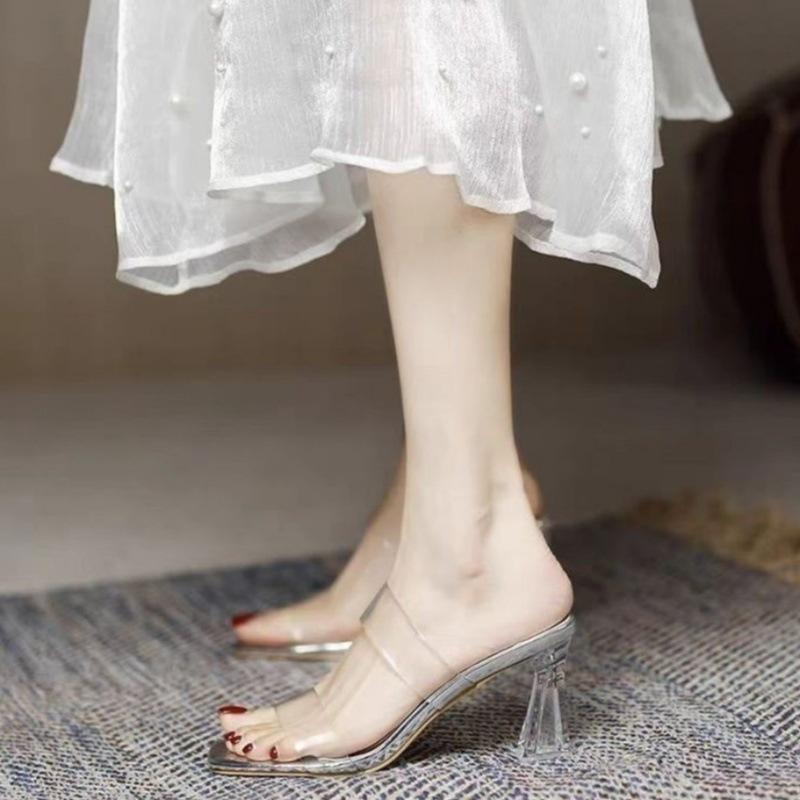 

2025 новые прозрачные босоножки на толстом каблуке женские летние с юбками с красивыми высокими каблуками и босоножками 40 серебряный