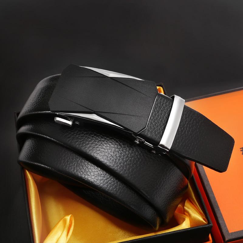 Men'S Belt No Standard Casual Belt Foreign Trade Youth Simple Automatic Buckle Imitation Leather Iron Buckle Belt