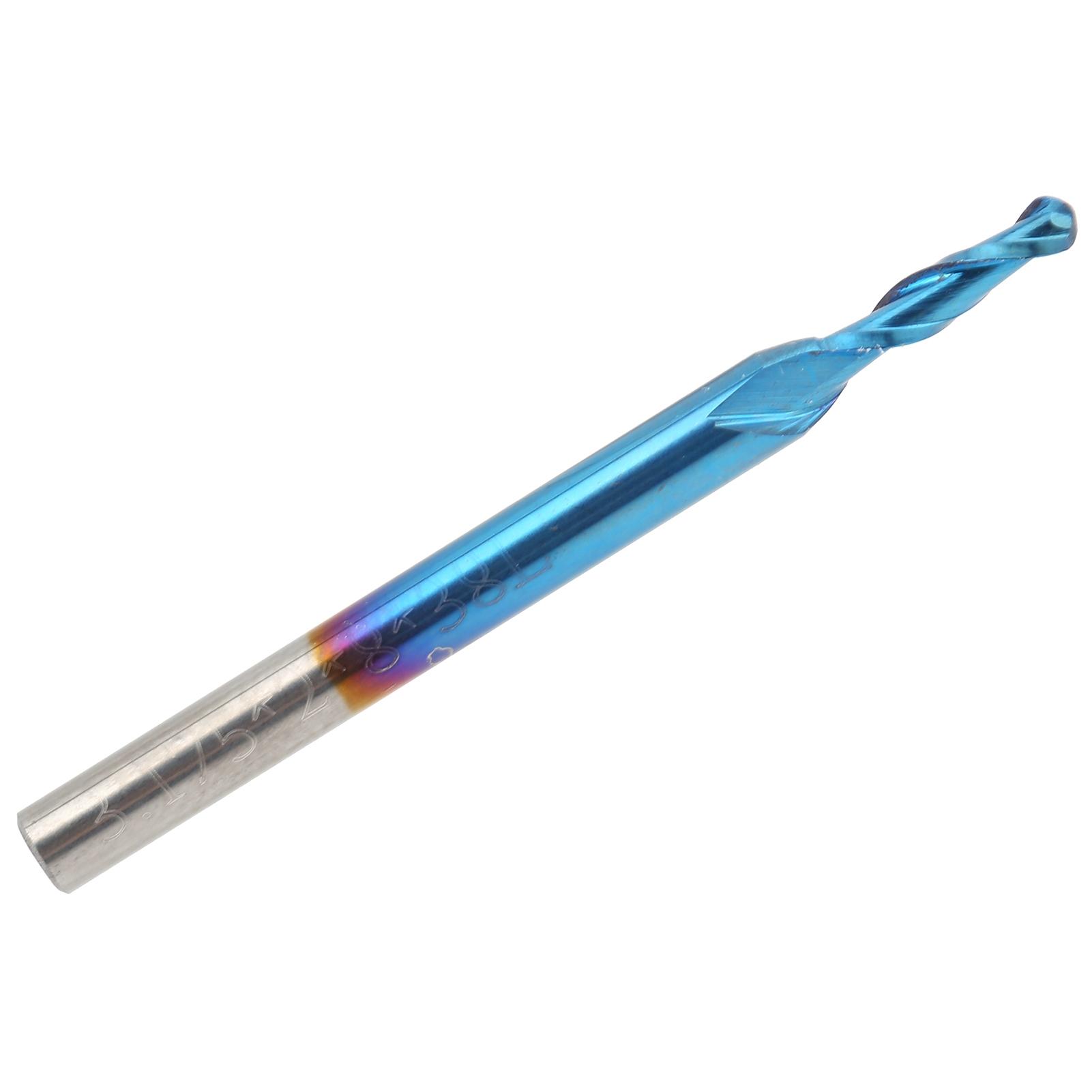 

Ballnose Cutter Ball End Mill Blue Coated Spiral Router Bit Milling Cutter 3.175x1.5x5mm