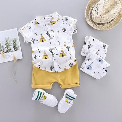 Conjunto de Verão de Duas Peças com Manga Curta para Meninos: Roupas da Moda para Bebês e Crianças