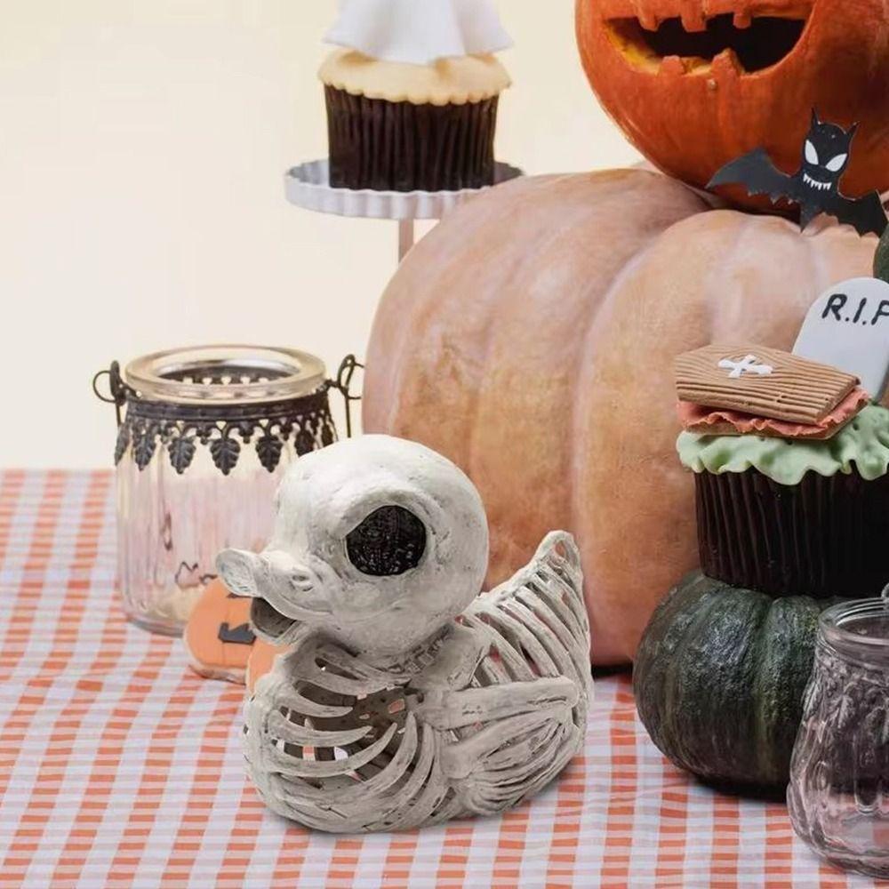 Cute Halloween Ornament Resin Halloween Duck Skeleton Sturdy Halloween Decoration Prop  Outdoor