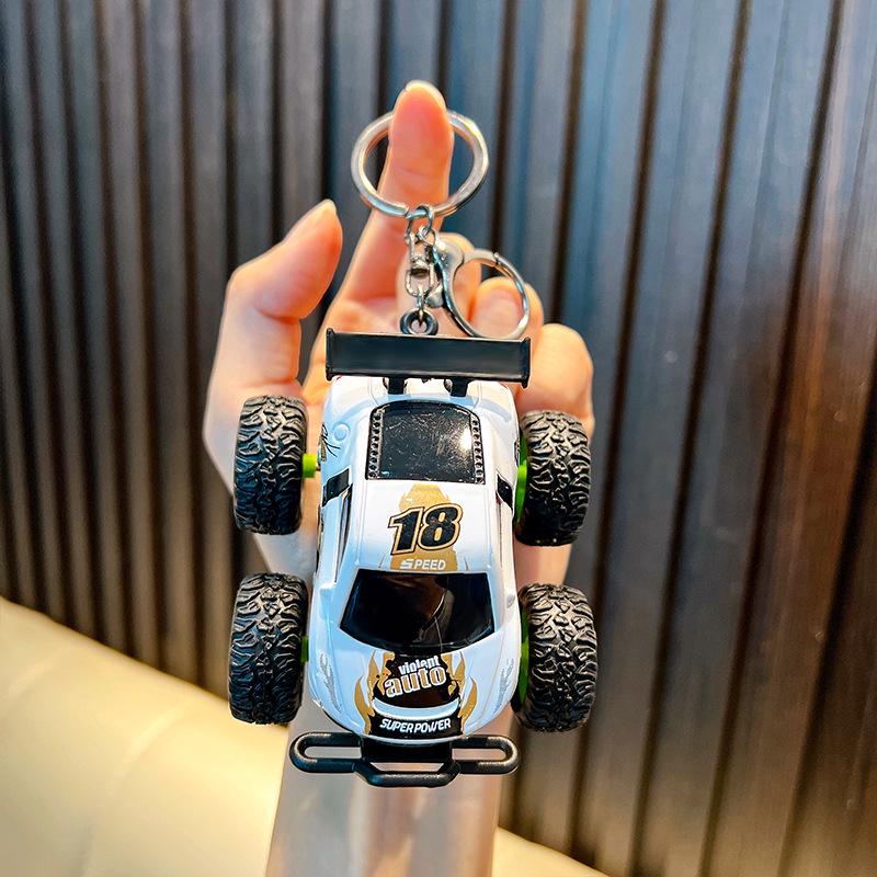 Mini Pull-Back Cartoon Car Keychain Pendant - Trendy Cool Toy Ornament & Claw Machine Gift