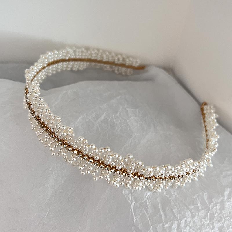 

Woven Hair Accessory Sturdy Wedding Hair Accessory Gold Wire Hairband Exquisite Bridal Pearl Headband For Daily Commutes Bridal белый