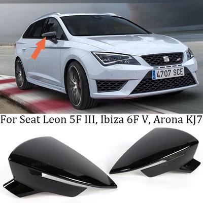 Negro para Seat Leon 5F MK3 ST Cupra 2013- Ibiza MK5 Arona 2017-2018 accesorios de la cubierta del espejo retrovisor lateral del coche