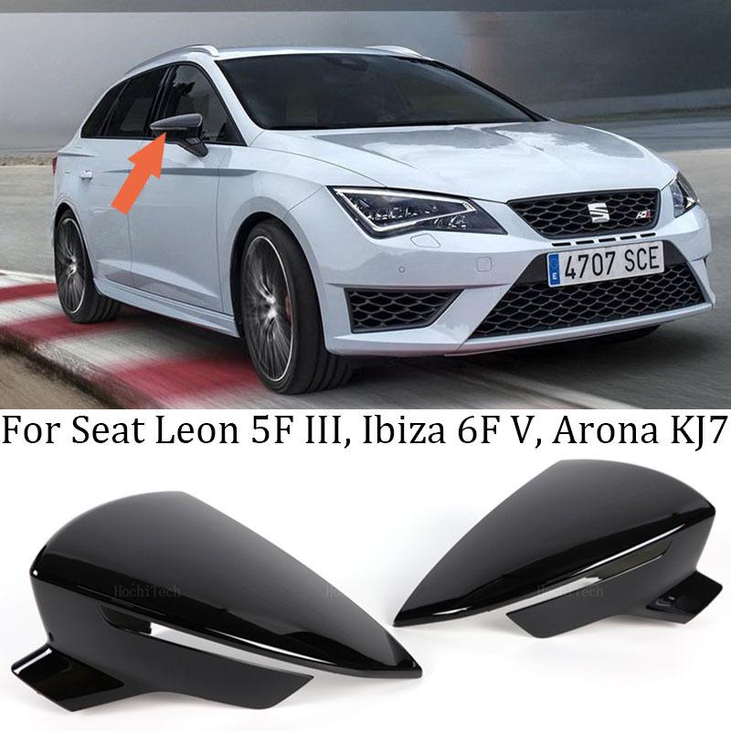 Black For Seat Leon 5F MK3 ST Cupra 2013- Ibiza MK5 Arona 2017-2018 Car Side Rearview Mirror Cover Accessories