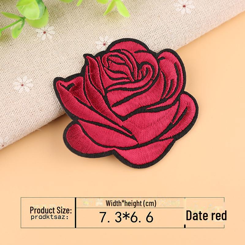 

Вышитая нашивка в виде 9-цветной розы Yixiu - аппликация для украшения одежды. красный