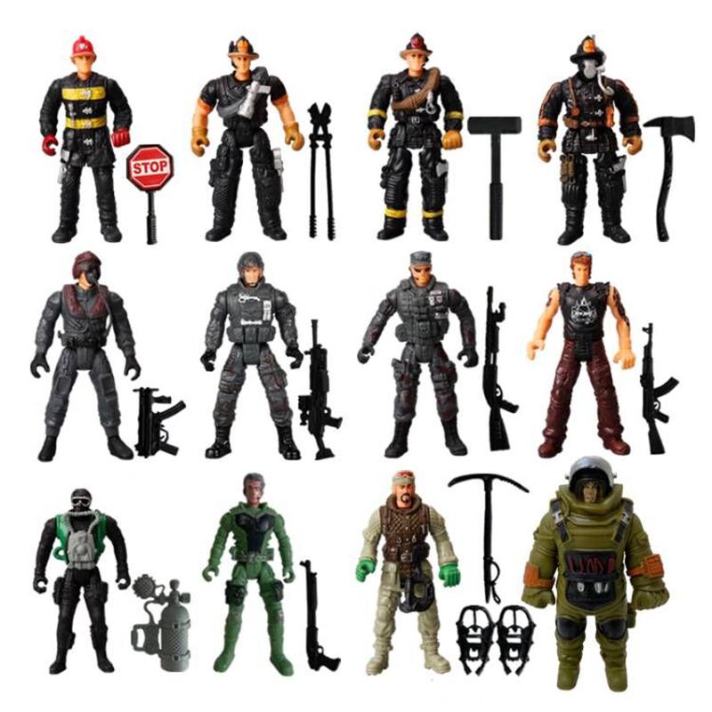 4inch Army Men Special Forces Soldiers Fireman Action Figures Playset Military Modle Toys For Kid Boy Christmas Lovely Gifts