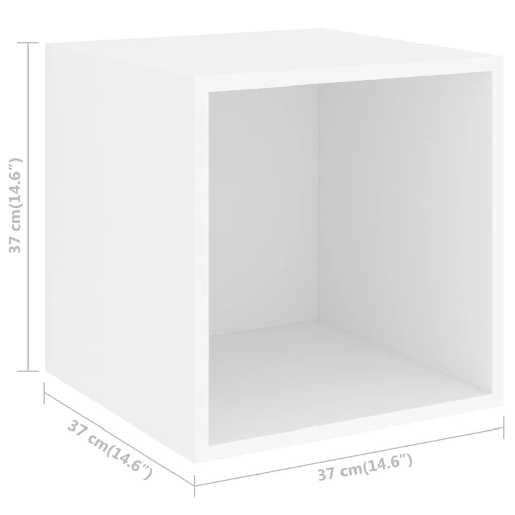 4 Piece Wall Mounted TV Cabinet Set White Particleboard