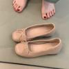 Spot Version~ Nude Flat-bottomed Evening Shoes, Women's Bows, One-pedal Inner Height-increasing Ballet Shoes, French Versatile Single Shoes