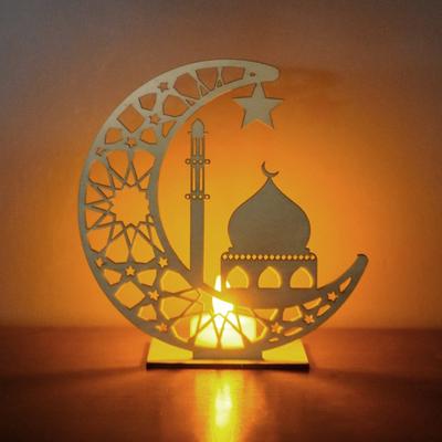 Dřevěné ramadánské dekorace Eid Mubarak pro domácí měsíční svíčky