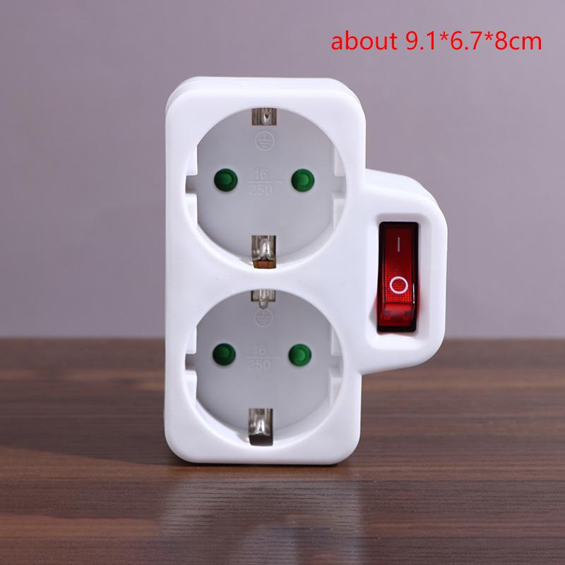 1 To 3 Plug Eu Socket Adapter With Switch 16A Plug Adapter Travel Charging German Standard Power Converter For Portugal Turkey