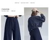 Women's Blue High-Waisted Slim-Fit Wide-Leg Pants - Pear-Shaped, Slimming, Loose Casual Trousers for Autumn 2025.