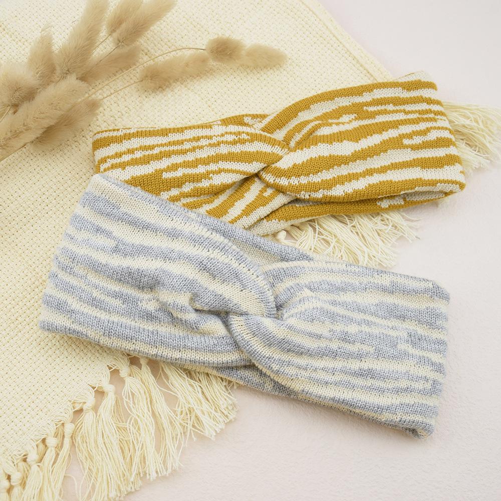 Striped Knit Headband for Women Crochet Ear Warmer Soft Warm Turban Headwrap Stretch Headbands Winter Hair Accessories