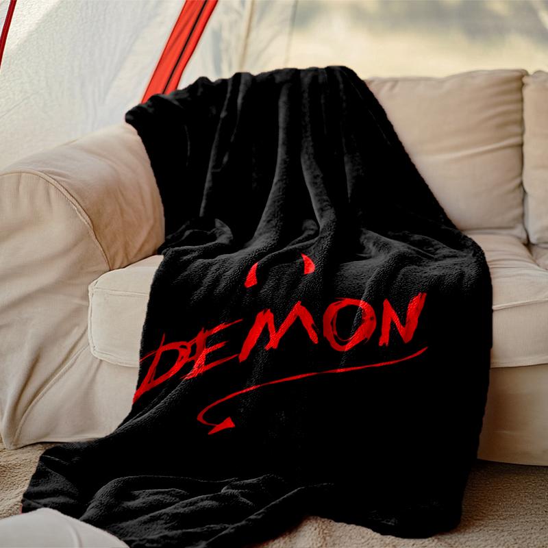 1pc Cozy Print Blanket, Demon Blanket Appropriate for Home Picnic and Travel Adventures