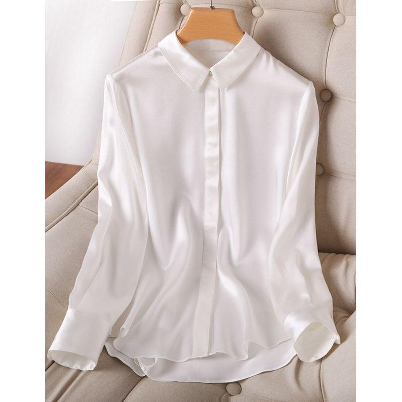 

Экспорт Экспорт Оригинальный Итальянский Большой Бренд Женская Одежда Оригинальный Хвост Одиночный Крой Этикетка Французский Белый Длинный Рукав Шелковая Рубашка Ранняя Осень White L