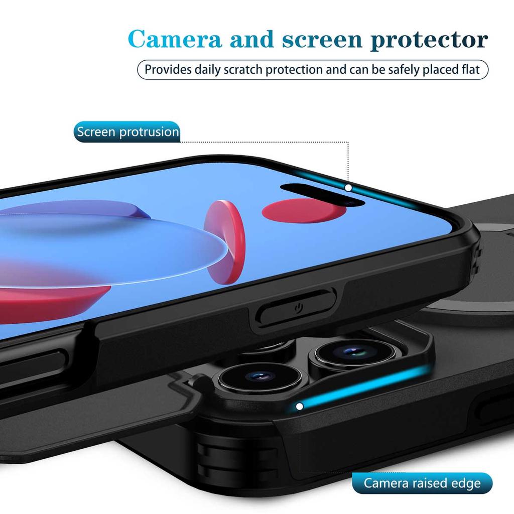 Shockproof Armor Phone Case Magnetic Ring Kickstand Camera Lens Protector Cover For iPhone  Air 17Pro 17Pro Max