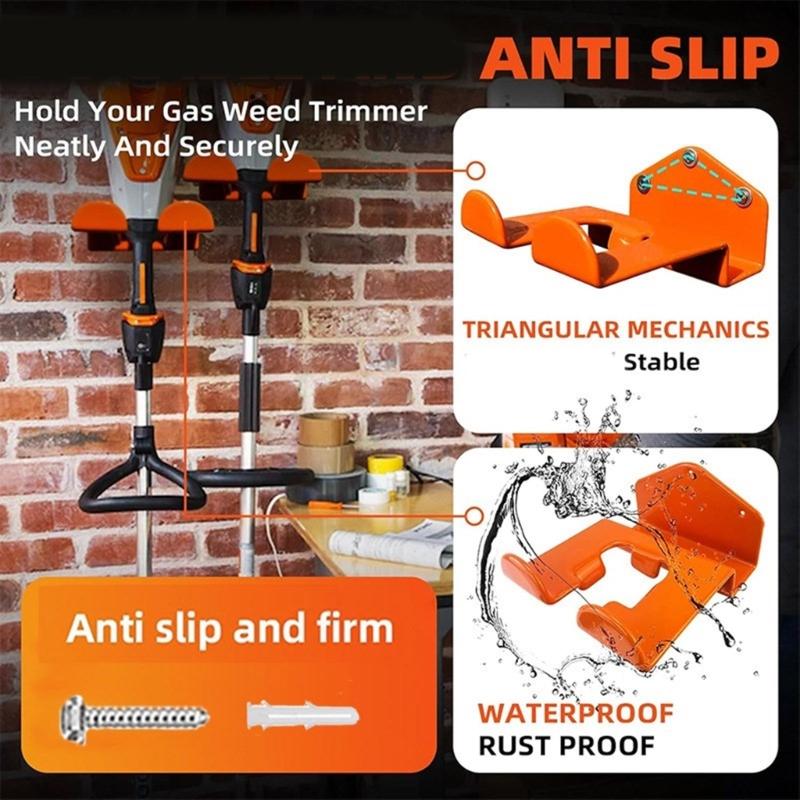 Gardening Equipment Tool Hanging Solution Heavy Load Weeder Eater Wall Hook Bracket Rack, Easy Installs for Various Size