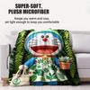 All Season Cute Kawaii Doraemon Flannel Throw Blanket Cozy Warm Small Cover Blanket For Adult Home Office Picnic Outdoor Use