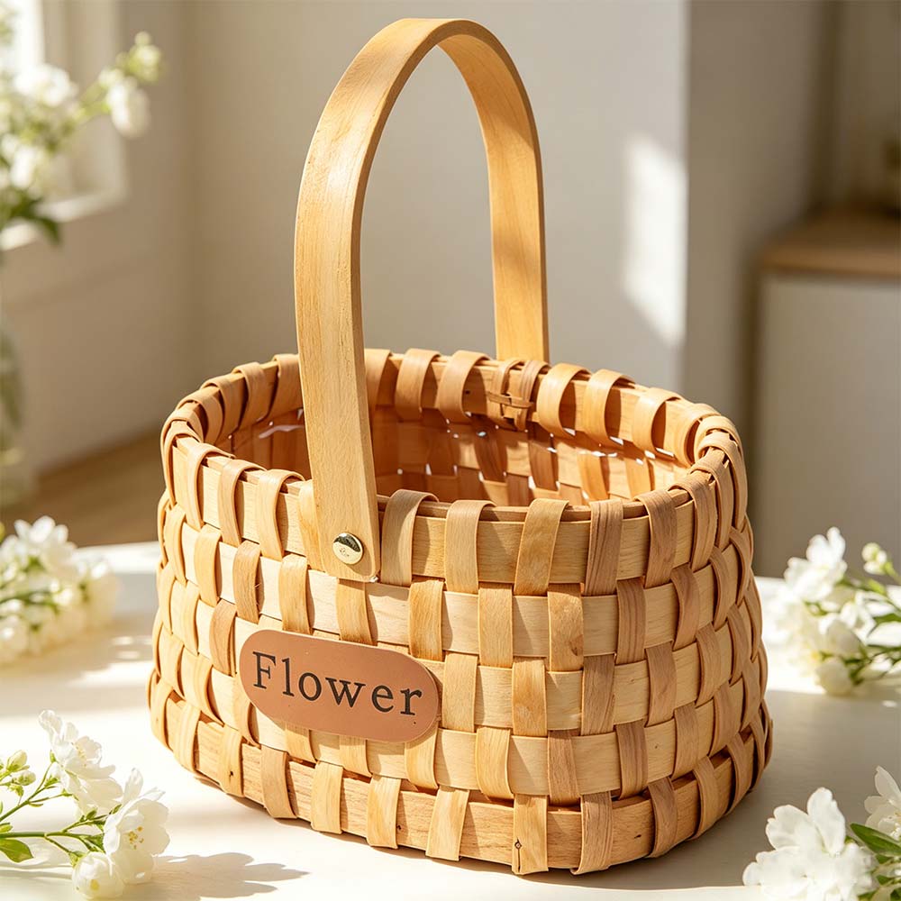 Handmade Handwoven Flower Basket Rustic Style Organizer Basket Picnic Basket  Picnic