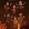 2 Pcs Halloween Vintage Bunting Banner Wooden Witch Pumpkin Scarecrow Hanging Banner Garland for Halloween Party Horror Home Wall Decor