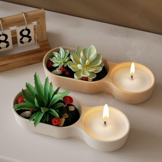 Double-mouth Storage Cup Mold Jewelry Candy Makeup Brushes Silicone Storage Cup Mold Oval Bowl Mold for Resin Crafts