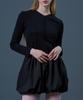 Sitipabjeu [Cp] Balloon Setup Plain Long Sleeve Mini Dress [Black]