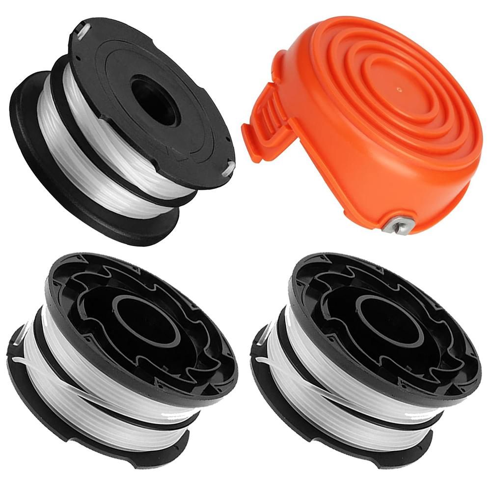 

3 Replacement Spool + 1 Spool Cap for Black & Decker GH750/GH710/GH700 Lawn Mower,DF-065-BKP/RC-065-P&90517175 A