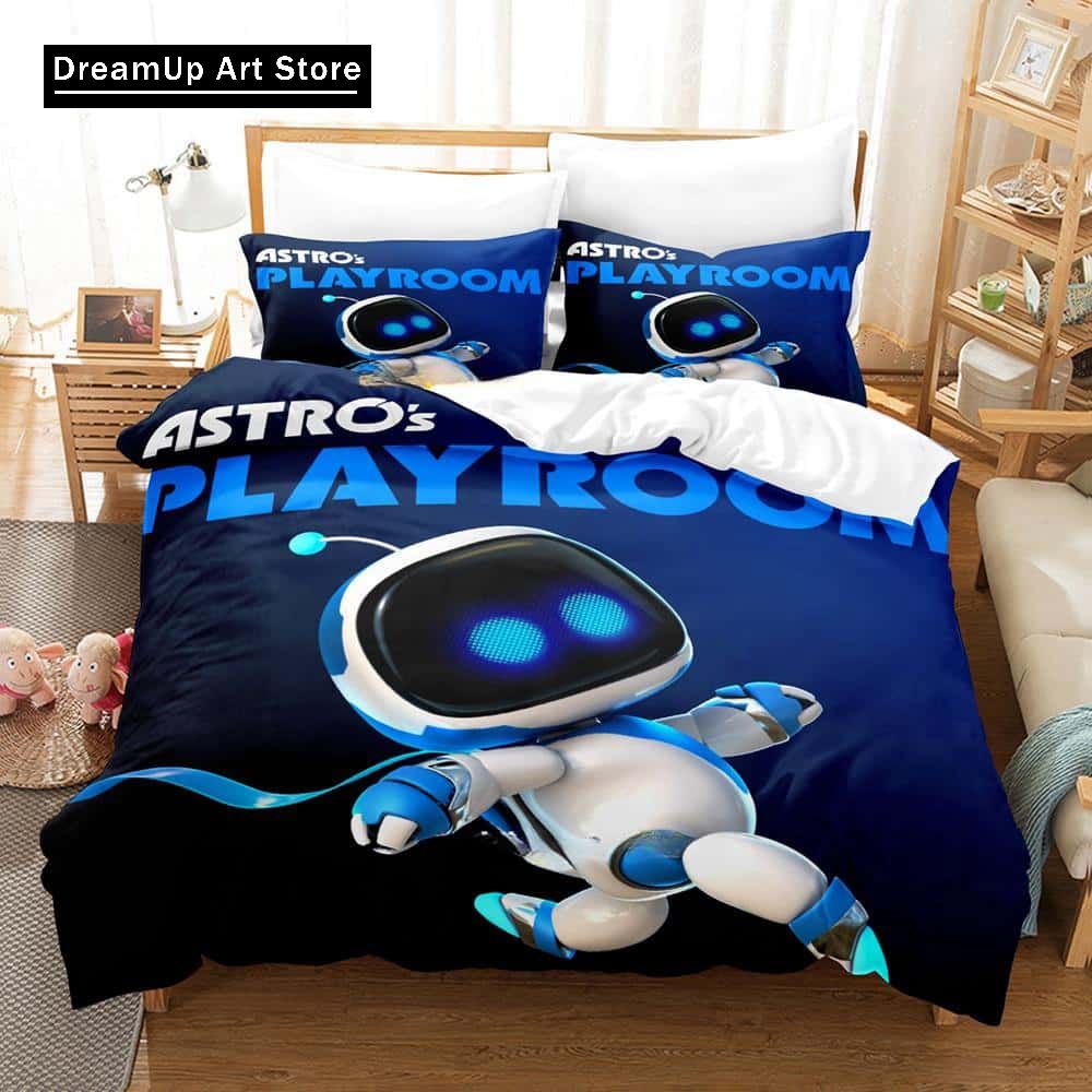 3D tisk Anime Astro Bot Ložní souprava Single Twin Full Queen King Size Postel Dospělý/Dětská ložnice Sady povlečení na peřinu Bytový textil