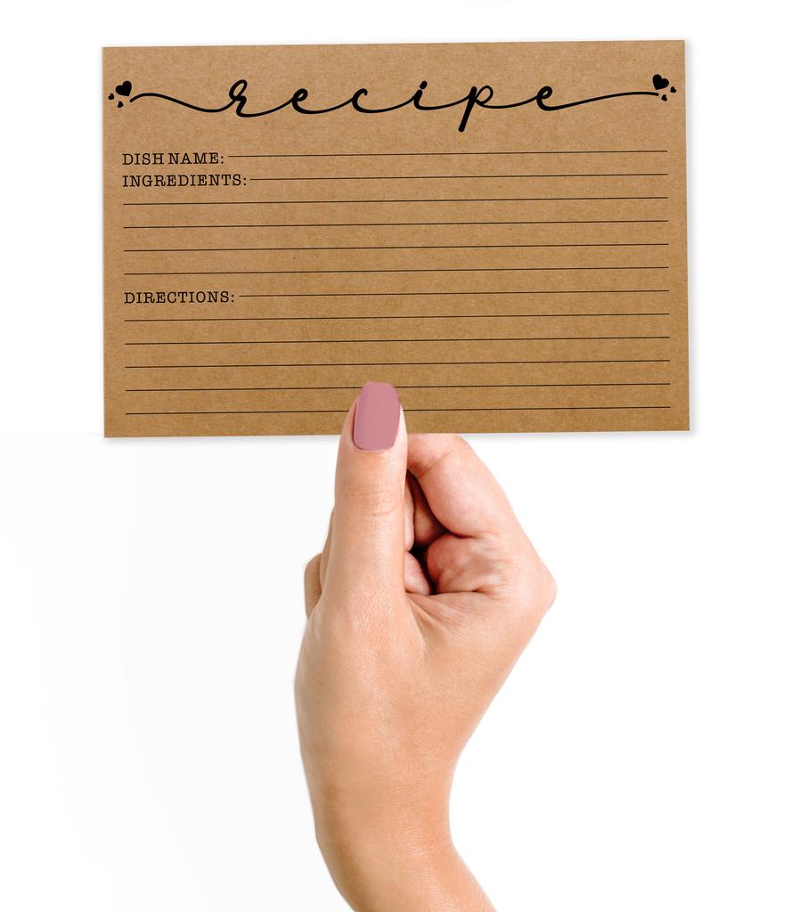 Inkdotpot 4x6 Inch Recipe Cards (Set of 50) , Thick Double Sided Premium Card Stock- Modern Style Kraft Recipe Notecards